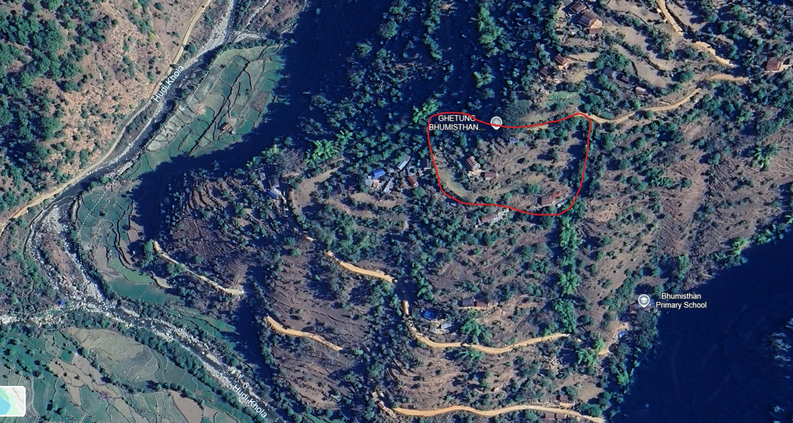 Google Earth view of the first Ghetung, Gulmi project location